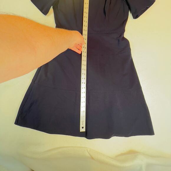 Talbots A-Line Dress Woman's 8 Peasant Rear Zip Just Above Knee ~37" L Navy Blue - Picture 5 of 11